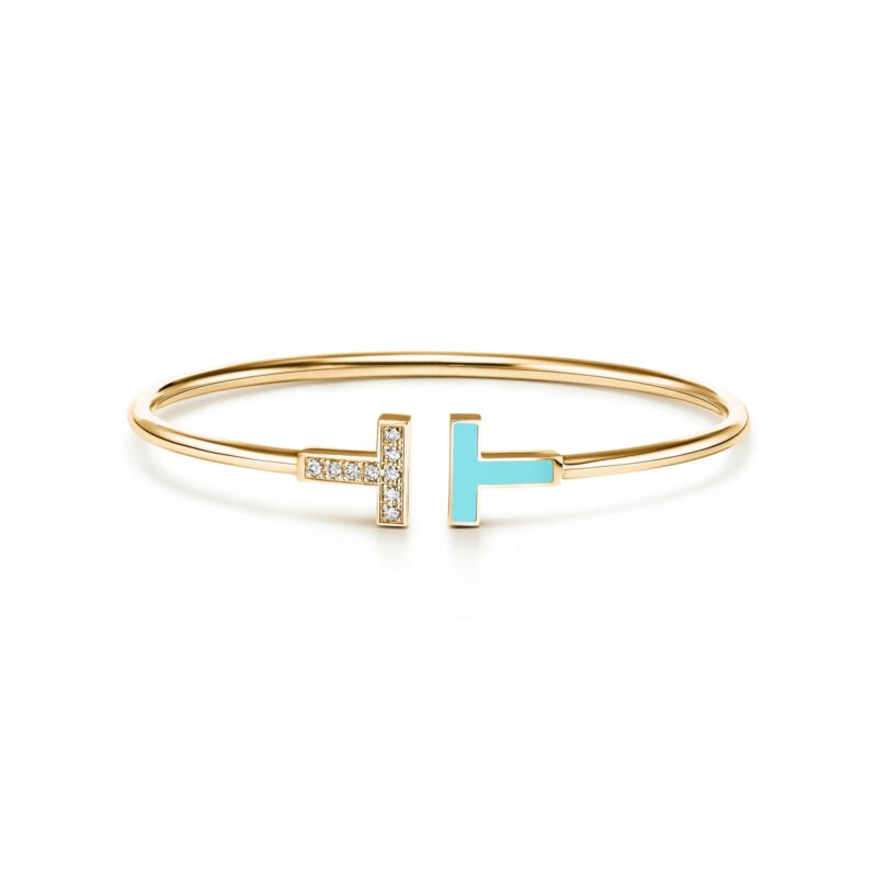Tiffany T Wire Bracelet with Turquoise & Diamonds