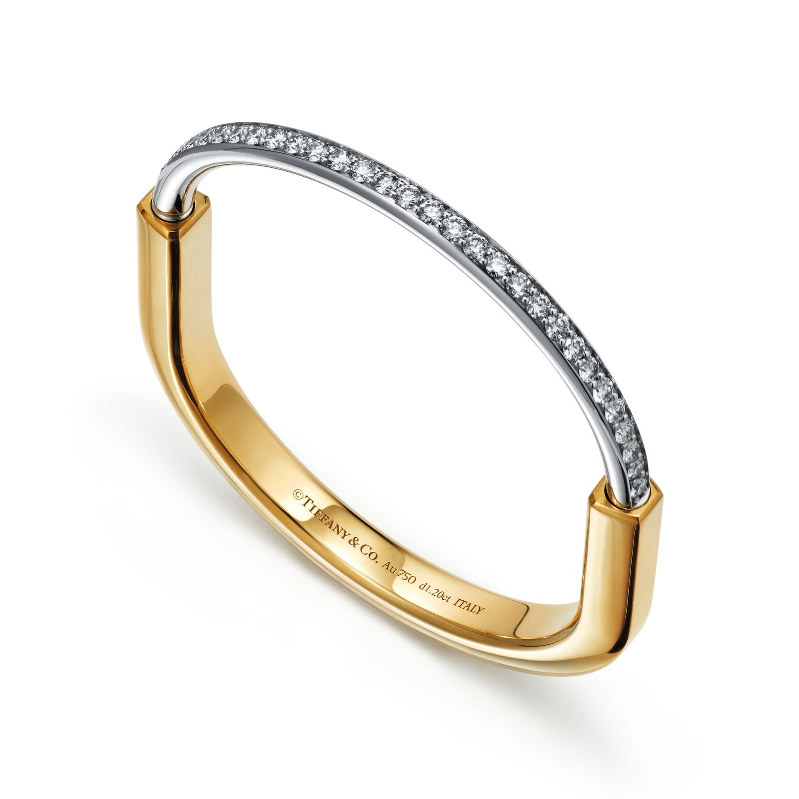 Lock Bangle with Half Pavé Diamonds