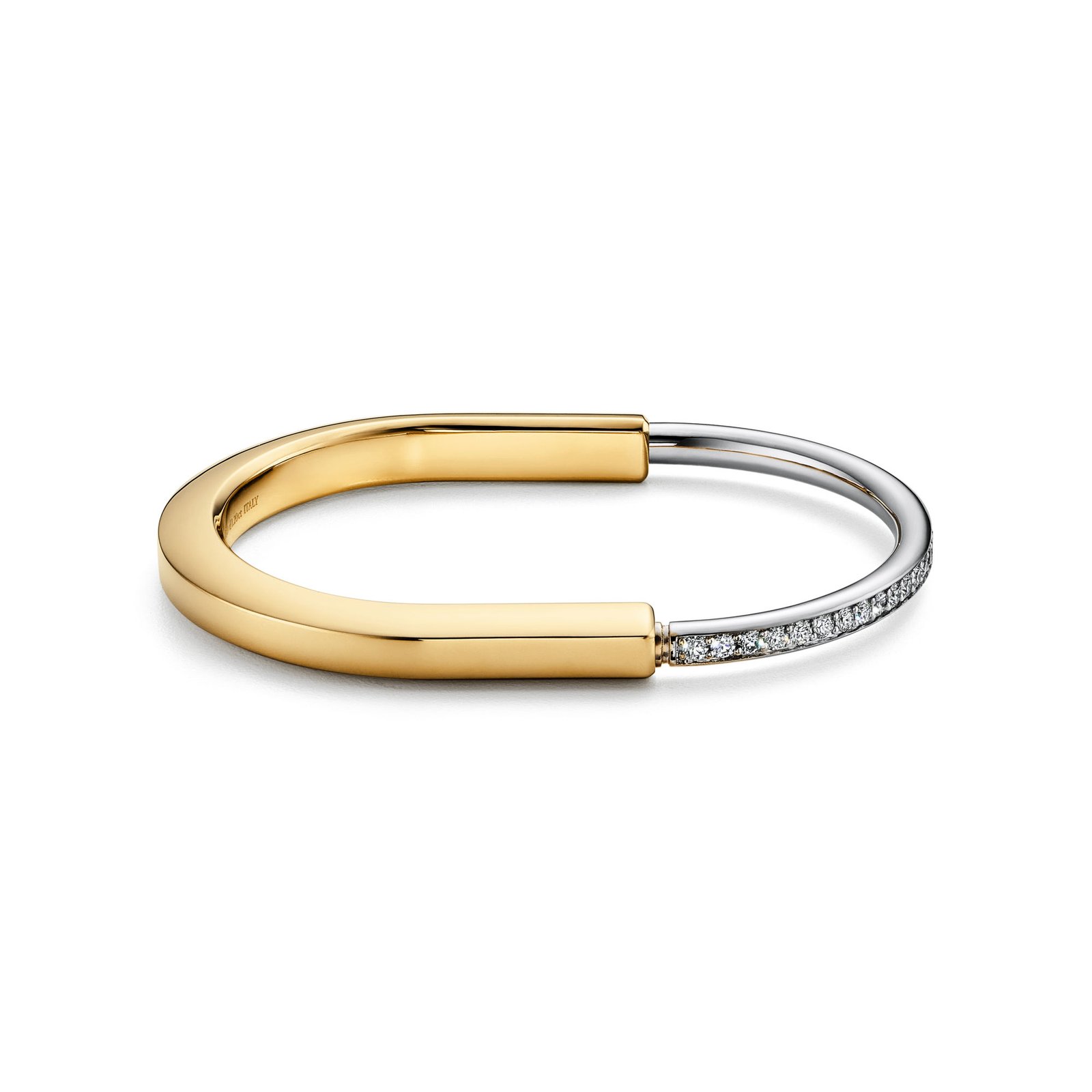 Lock Bangle with Half Pavé Diamonds