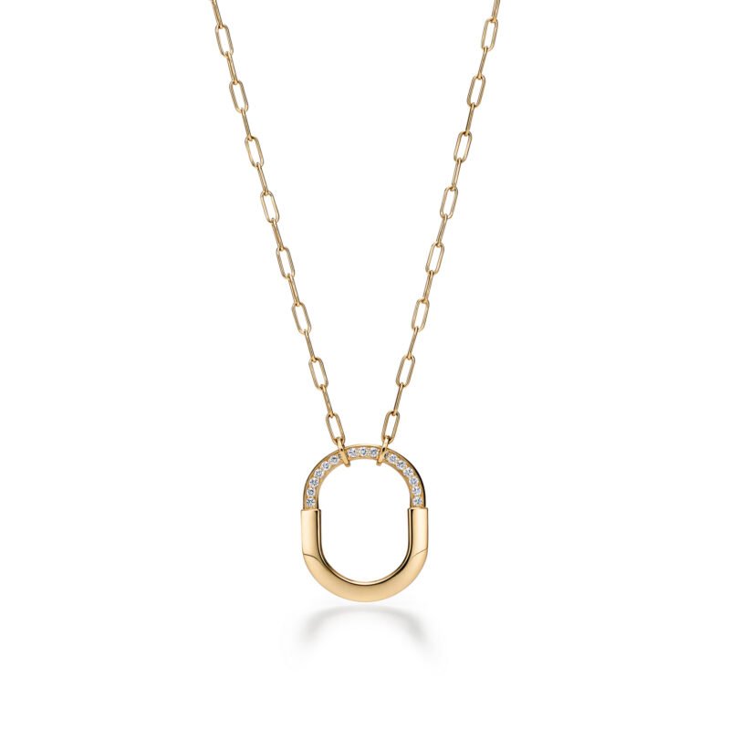 Lock Pendant with Diamonds, Medium