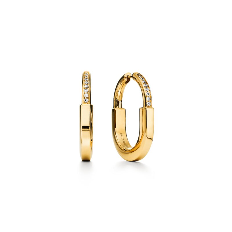 Lock Earrings with Diamonds, Medium