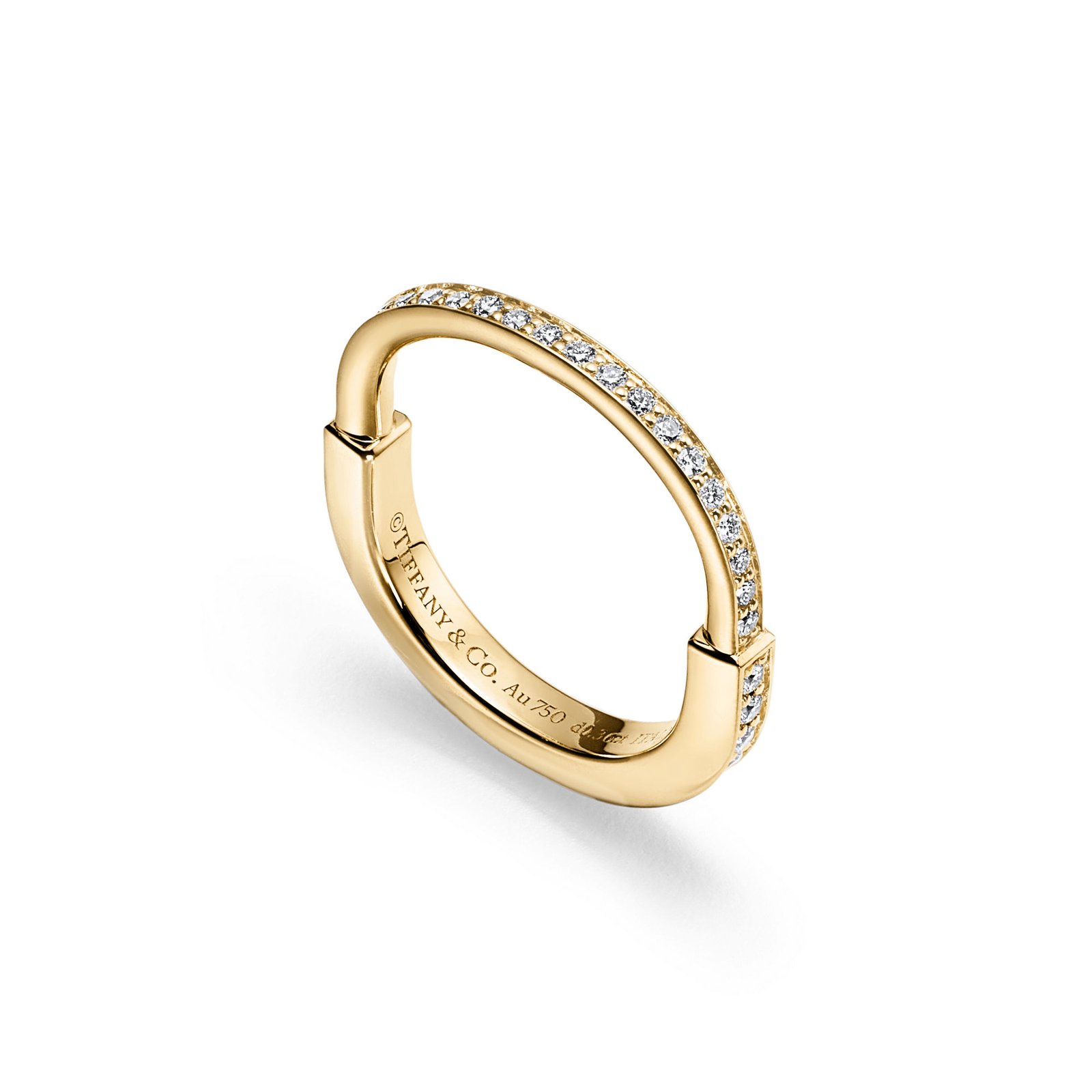 Lock Ring with Pavé Diamonds