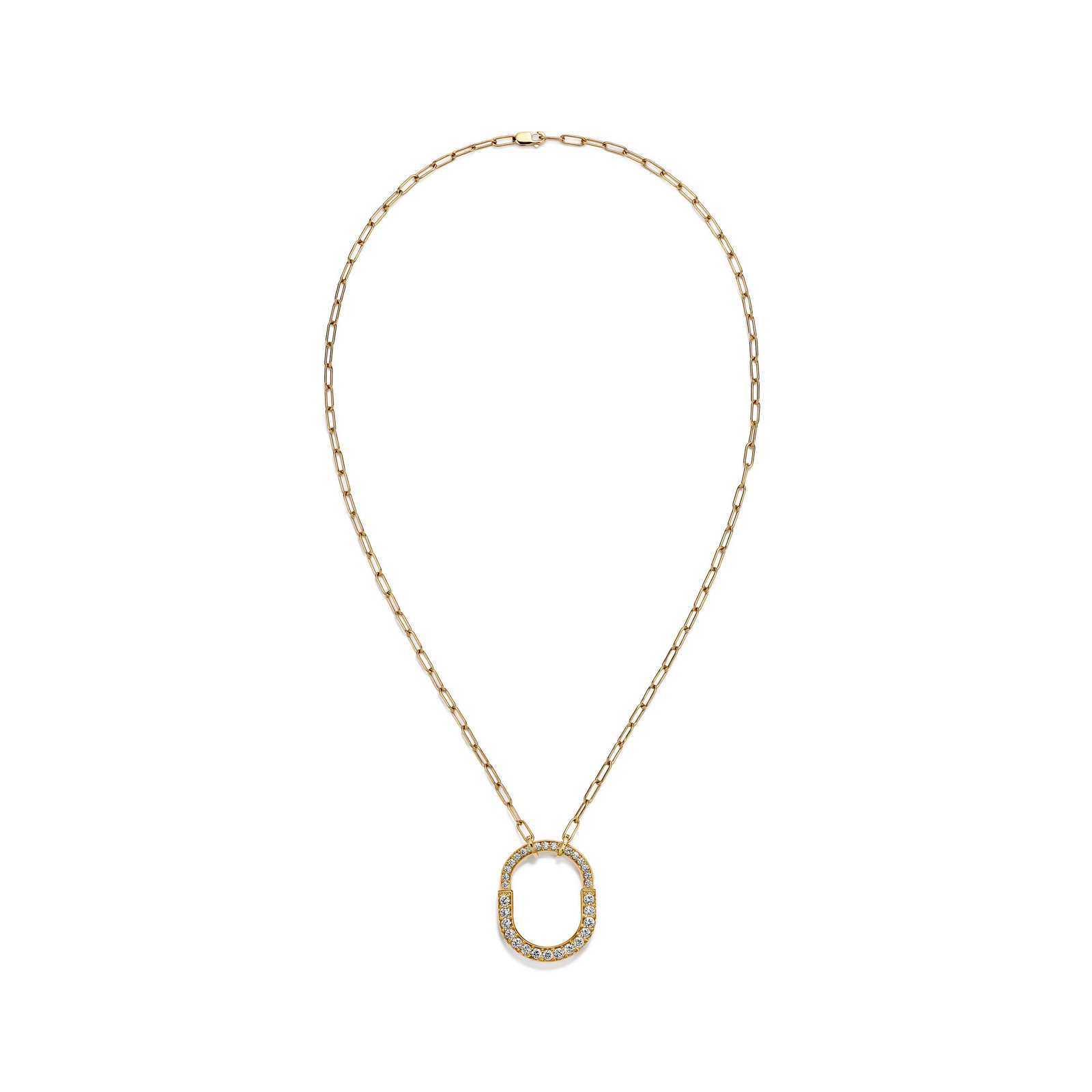 Lock Pendant with Pavé Diamonds, Medium