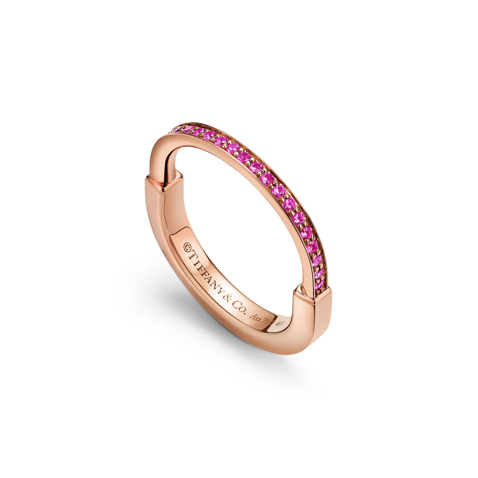 Lock Small Ring with Pink Sapphires (Rose Gold)