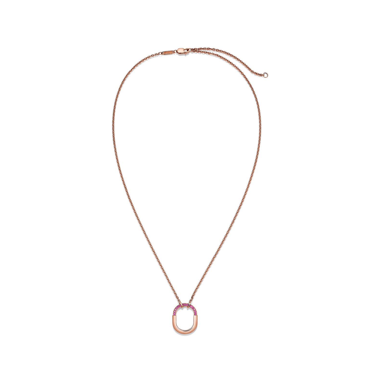Lock Small Pendant with Pink Sapphires (Rose Gold)