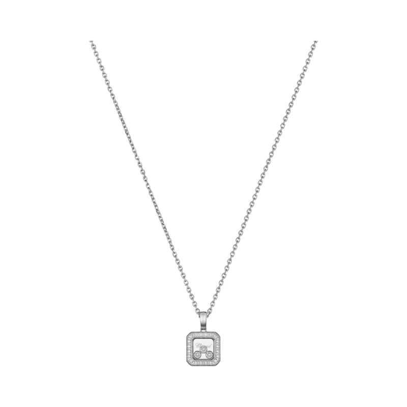 Happy Diamonds Icons Set Diamonds Square 3 Diamond Pendant (White Gold)