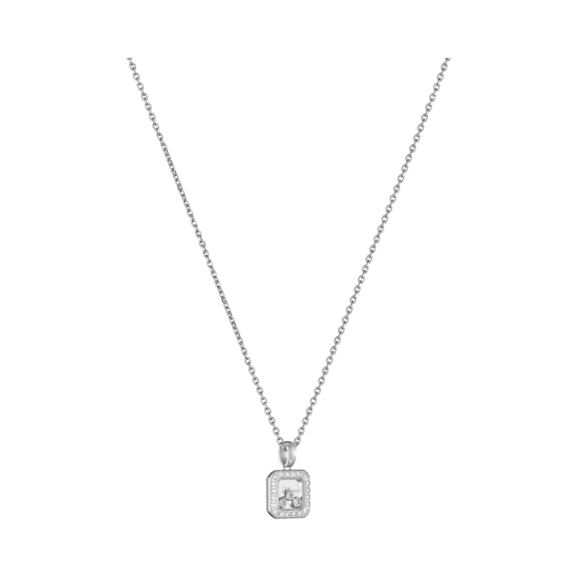 Happy Diamonds Icons Set Diamonds Square 3 Diamond Pendant (White Gold)