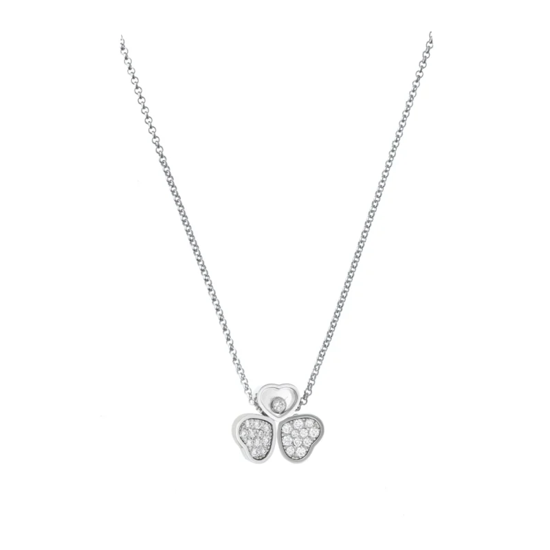 Happy Hearts Wings Diamond Necklace (White Gold)