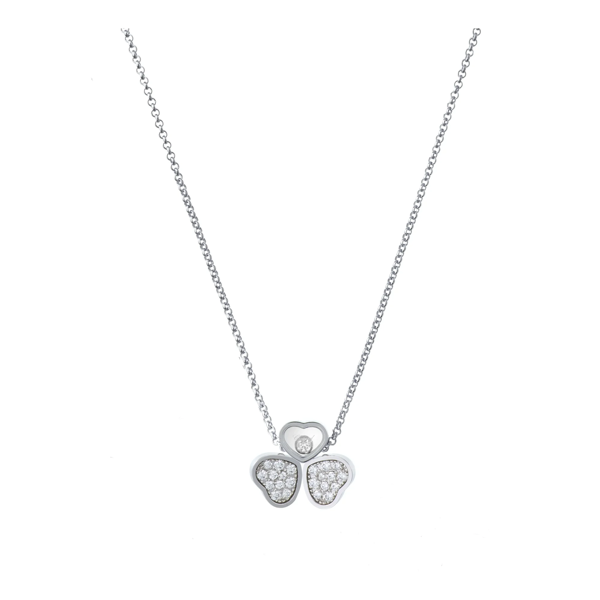 Happy Hearts Wings Diamond Necklace (White Gold)