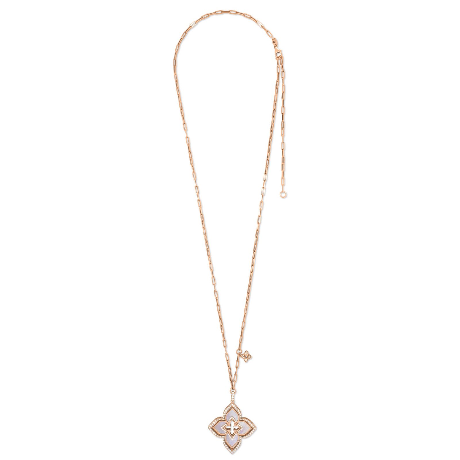 Venetian Princess MOP & Diamond Pendant Necklace (Rose Gold)