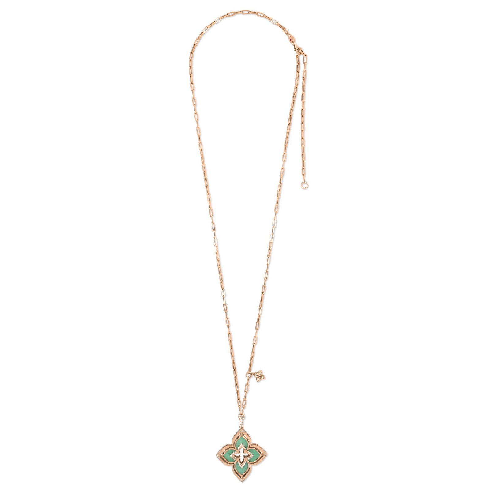 Venetian Princess Chrysoprase & Diamond Pendant Necklace (Rose Gold)