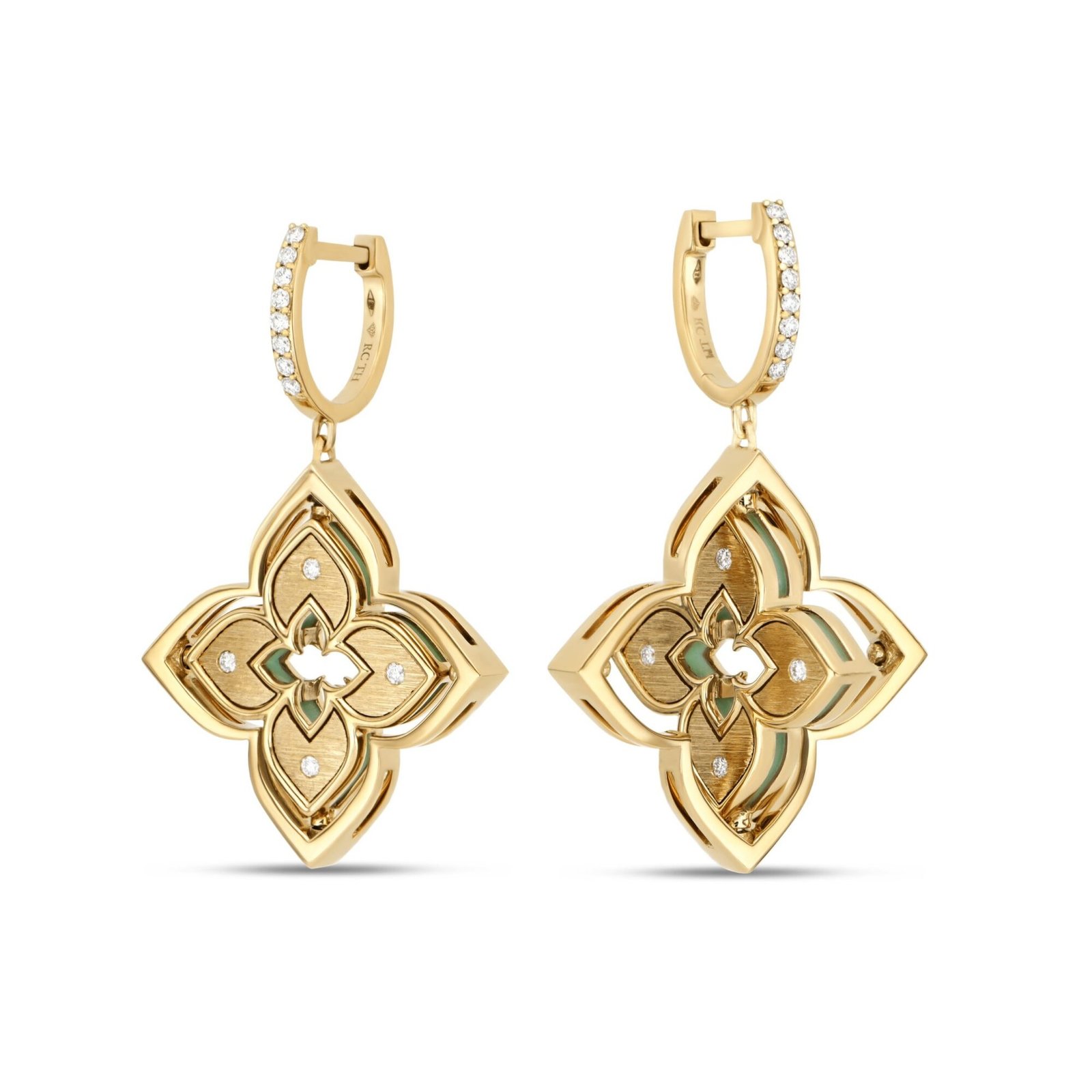 Venetian Princess Chrysoprase & Diamond Earring (Yellow Gold)