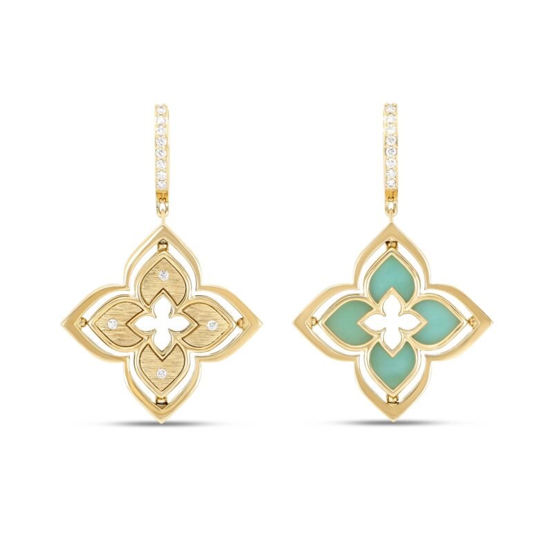 Venetian Princess Chrysoprase & Diamond Earring (Yellow Gold)