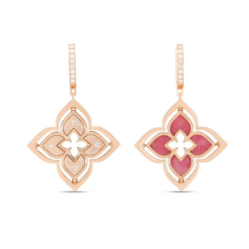 Venetian Princess Rhodonite & Diamond Earring (Rose Gold)