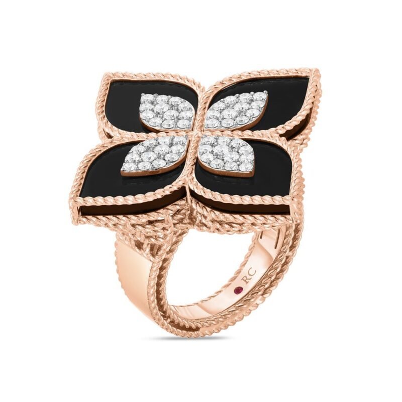 Princess Flower Stone & Diamond Ring Large Version (Rose Gold)