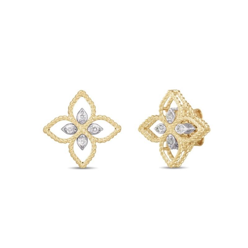 Princess Flower Diamond Earrings Small Version