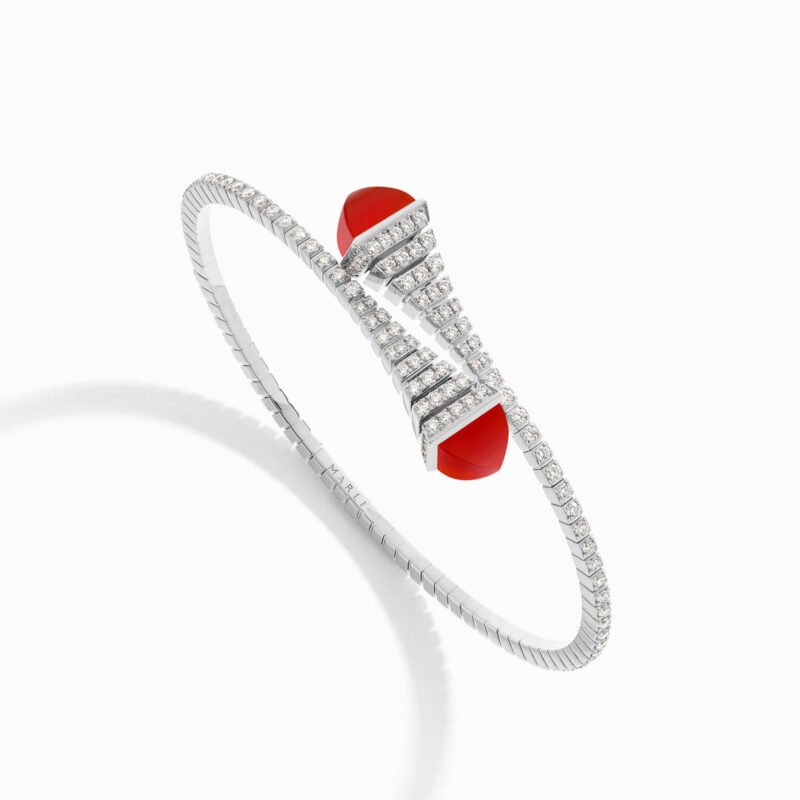 Cleo Rev Diamond Slim Slip On Bracelet (White Gold)