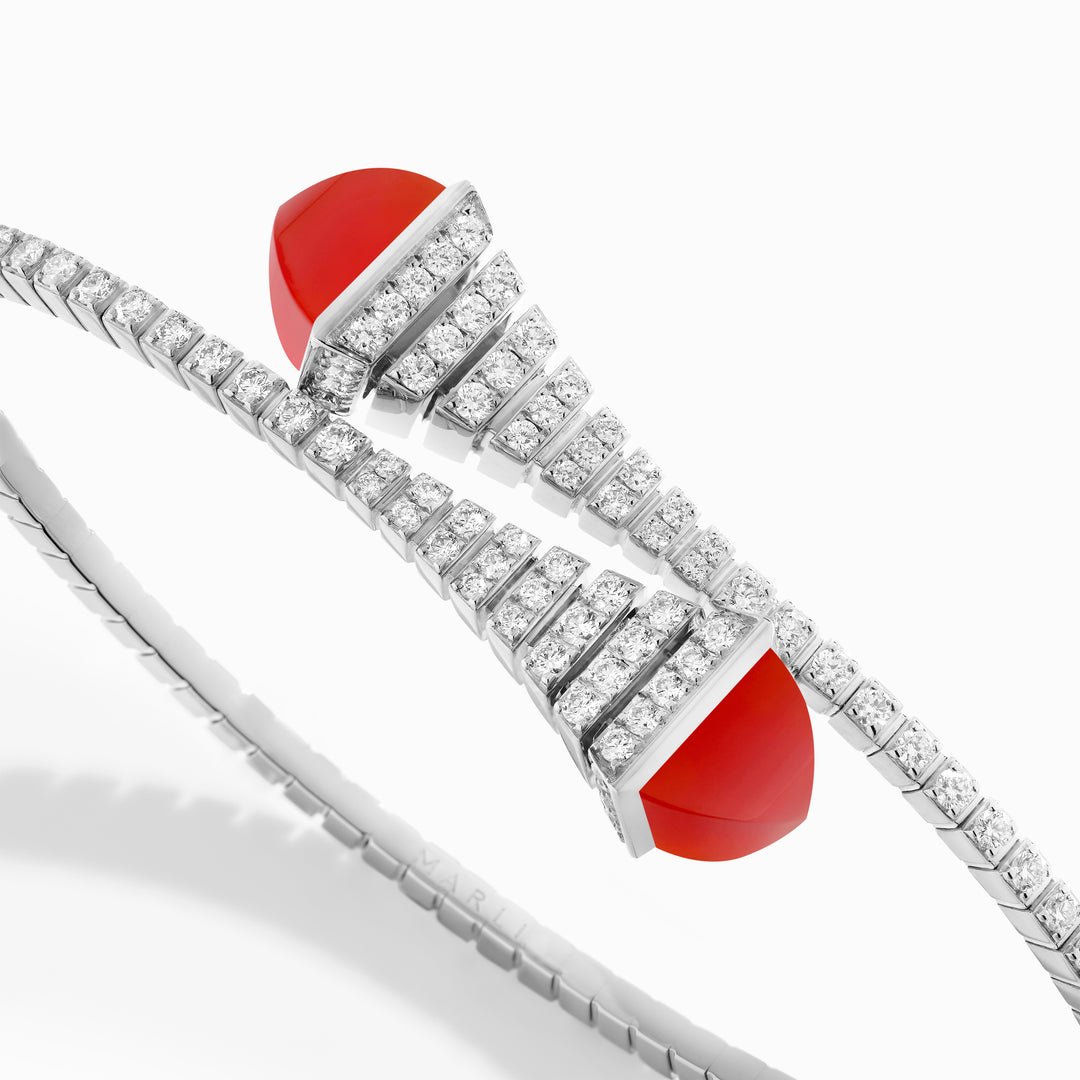 Cleo Rev Diamond Slim Slip On Bracelet (White Gold)