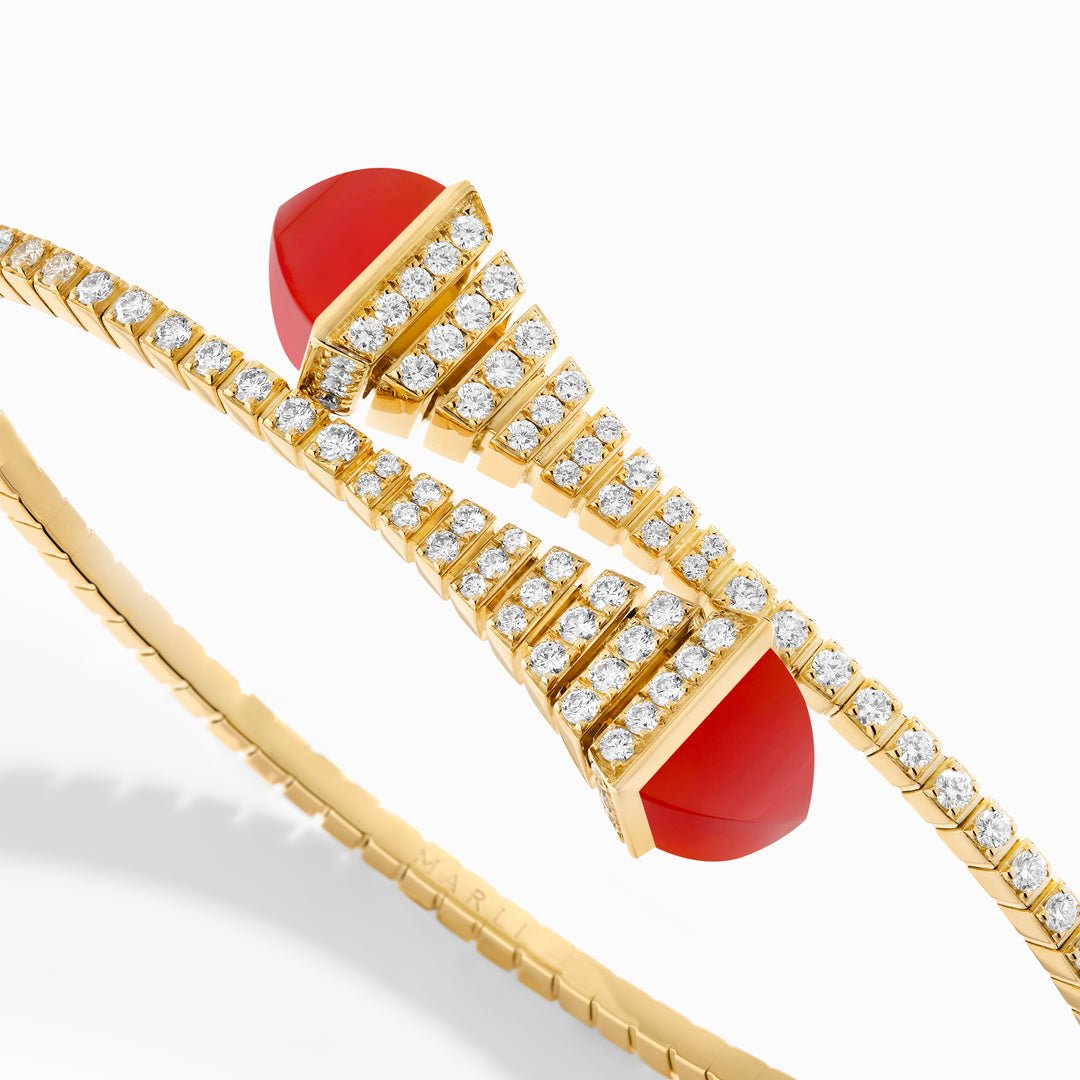 Cleo Rev Diamond Slim Slip On Bracelet (Yellow Gold)
