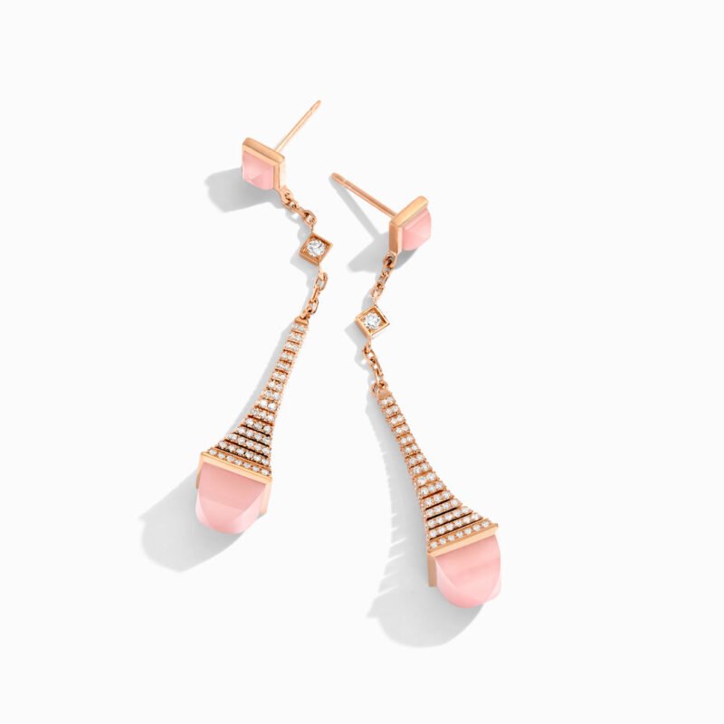 Cleo Rev Diamond Long Drop Earrings (Rose Gold)