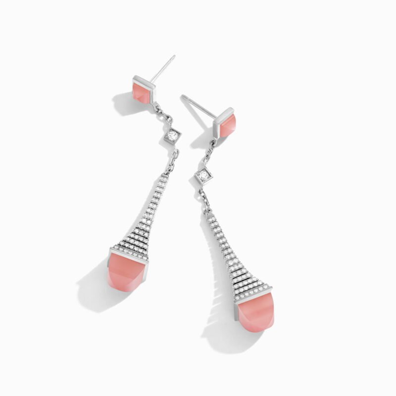 Cleo Rev Diamond Long Drop Earrings (White Gold)