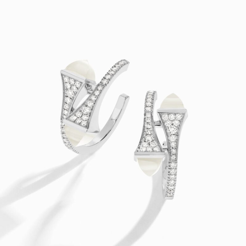 Cleo Diamond Open Hoop Earrings (White Gold)