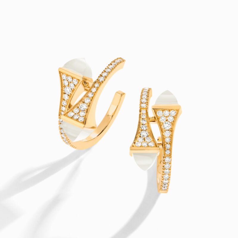 Cleo Diamond Open Hoop Earrings (Yellow Gold)