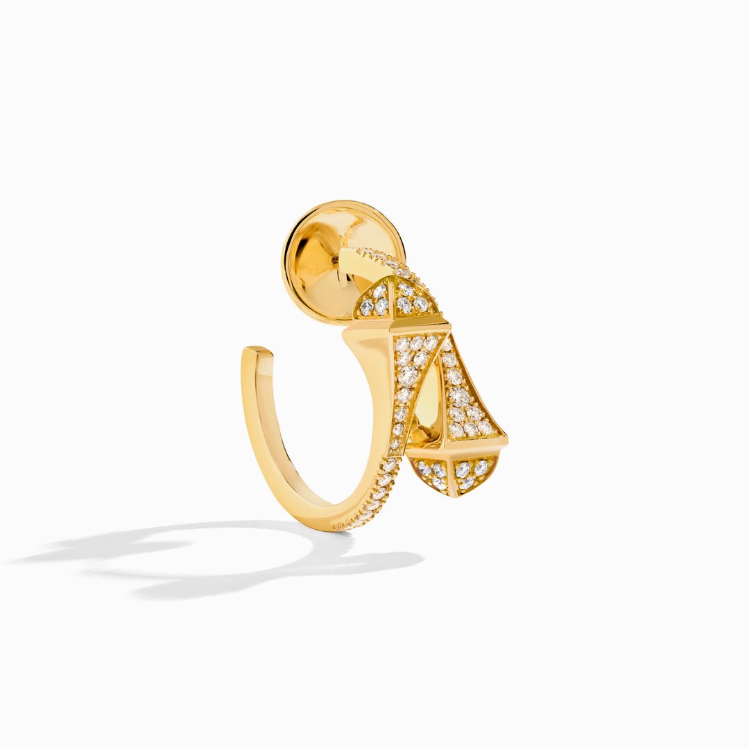 Cleo Full Diamond Open Hoop Earrings (Yellow Gold)