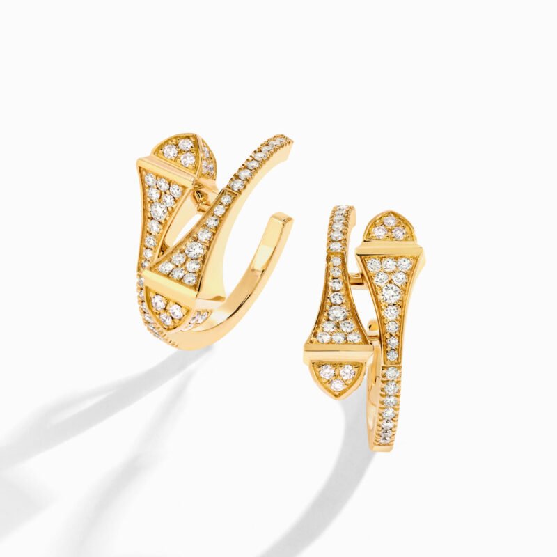 Cleo Full Diamond Open Hoop Earrings (Yellow Gold)