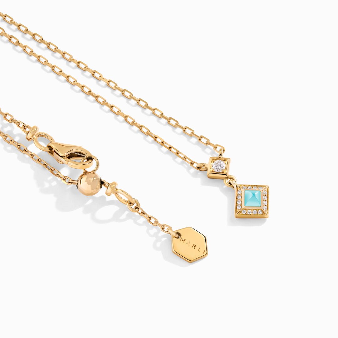 Cleo Lotus Pavé Pendant Necklace (Yellow Gold)