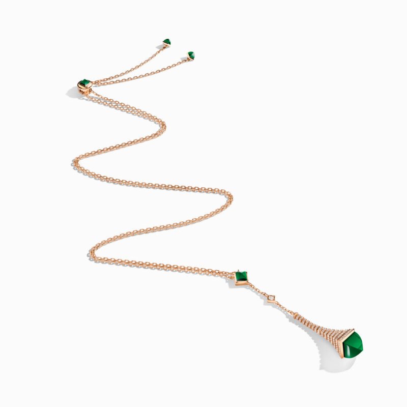 Cleo Rev Diamond Long Chain Drop Pendant Necklace (Rose Gold)