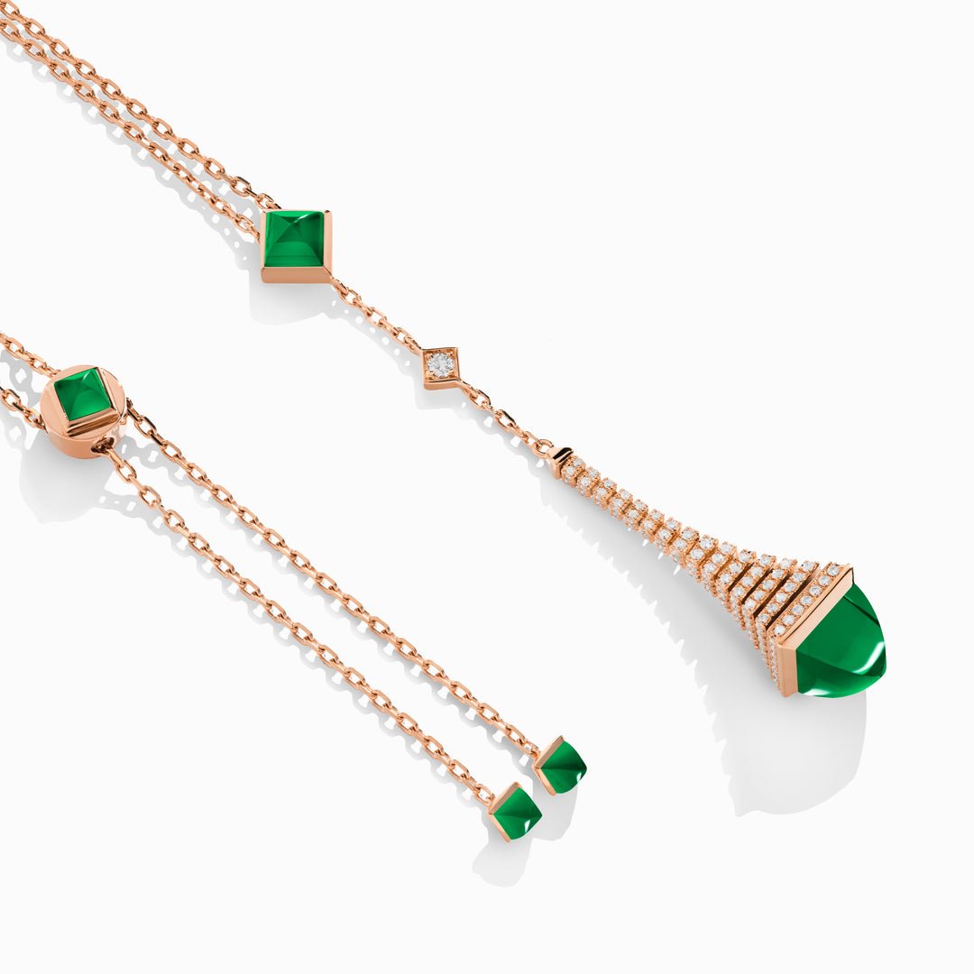 Cleo Rev Diamond Long Chain Drop Pendant Necklace (Rose Gold)