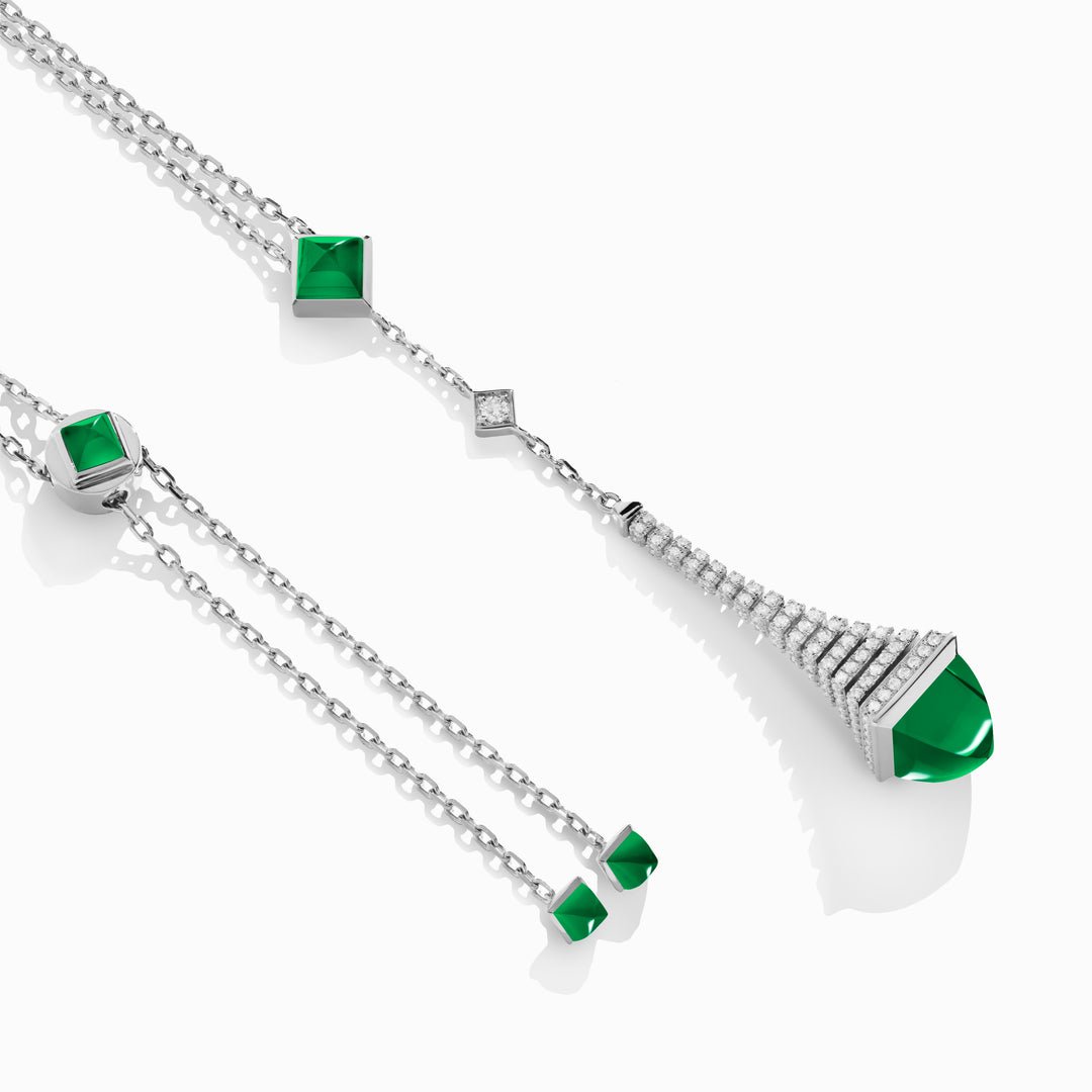 Cleo Rev Diamond Long Chain Drop Pendant Necklace (White Gold)