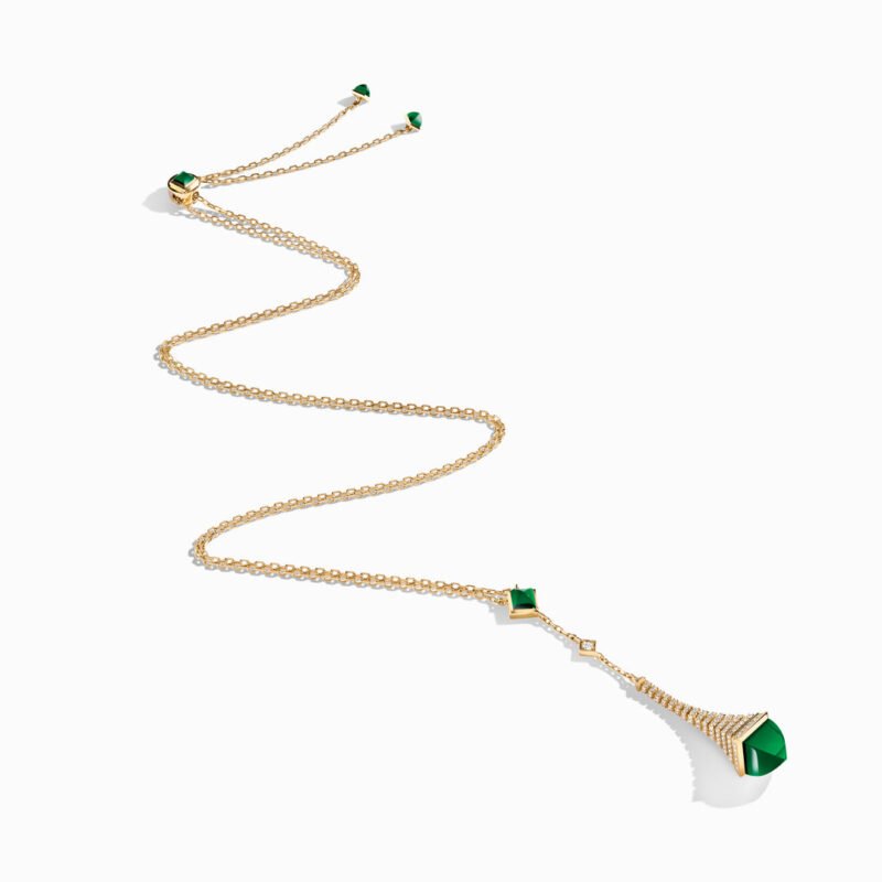 Cleo Rev Diamond Long Chain Drop Pendant Necklace (Yellow Gold)