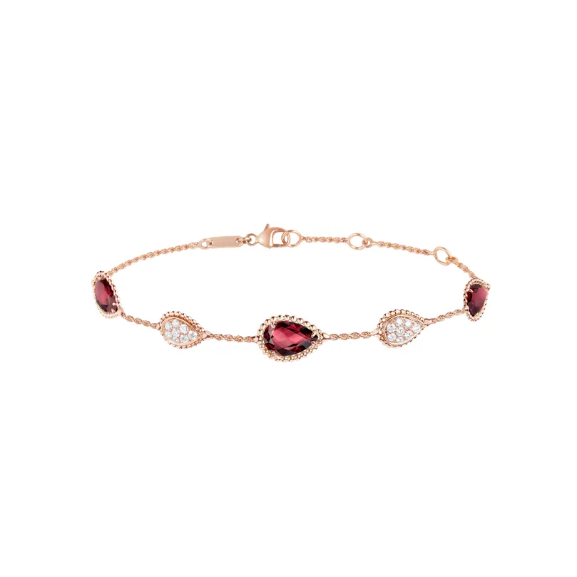 Serpent Bohème Rhodolite Garnets & Diamond Bracelet, 5 Motifs (Rose Gold)