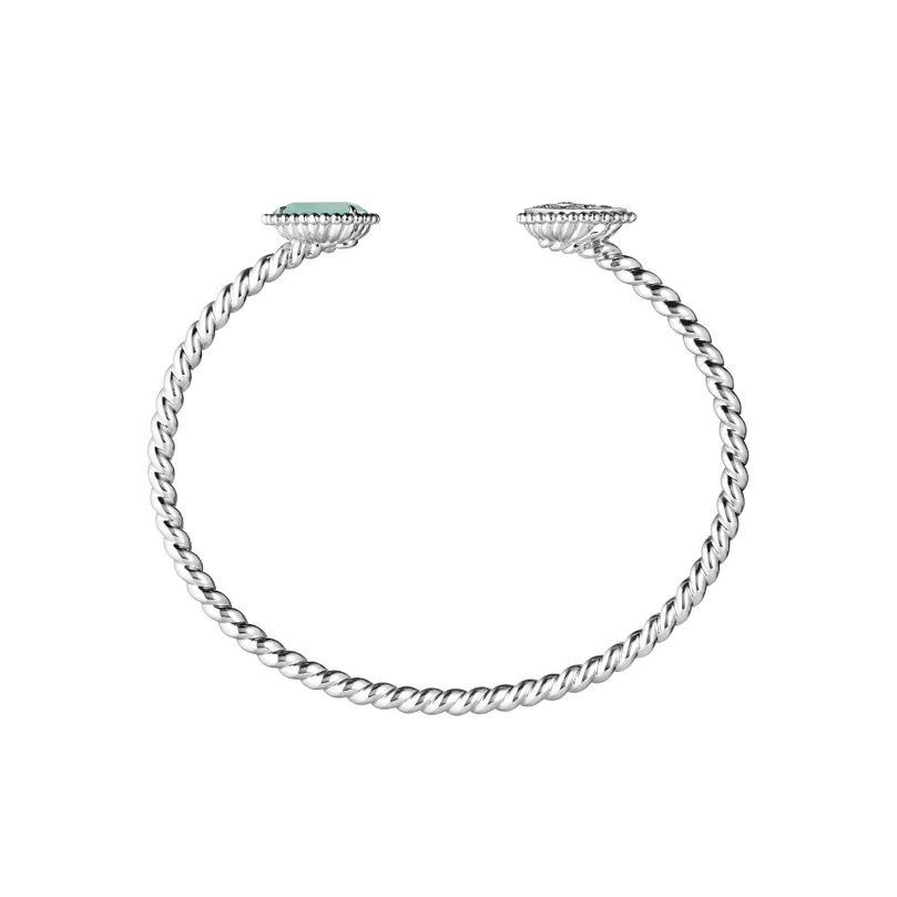 Serpent Bohème Aquaprase & Diamond Bracelet, S Motifs (White Gold)