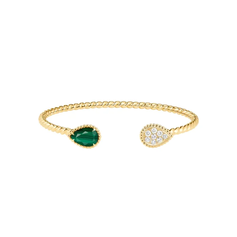 Serpent Bohème Malachite & Diamond Bracelet, S Motifs (Yellow Gold)