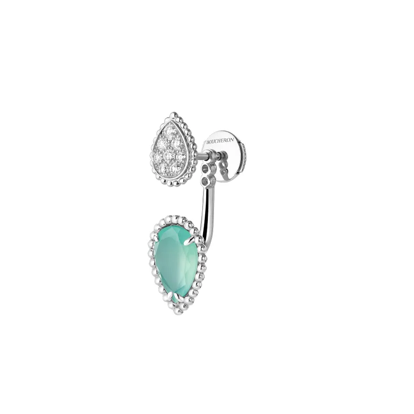 Serpent Bohème Aquaprase Stud Earrings S & XS Motifs (White Gold)