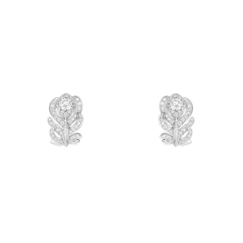 Plume De Paon Small Earrings (White Gold)