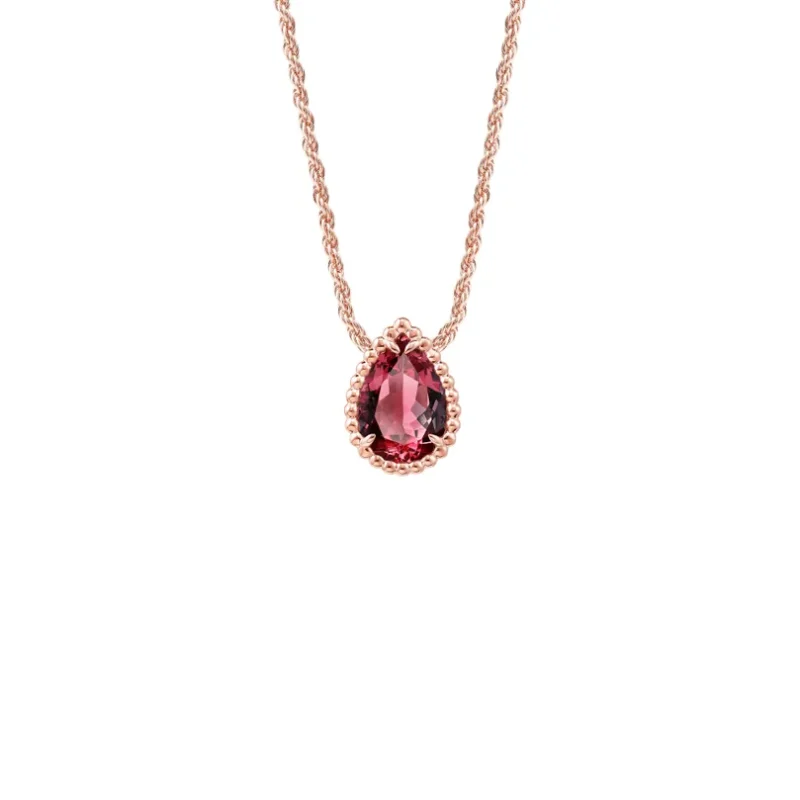 Serpent Bohème Rhodolite Garnet Pendant, S Motif (Rose Gold)