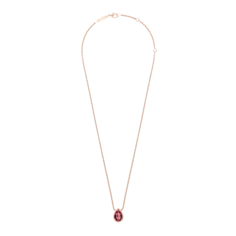 Serpent Bohème Rhodolite Garnet Pendant, S Motif (Rose Gold)