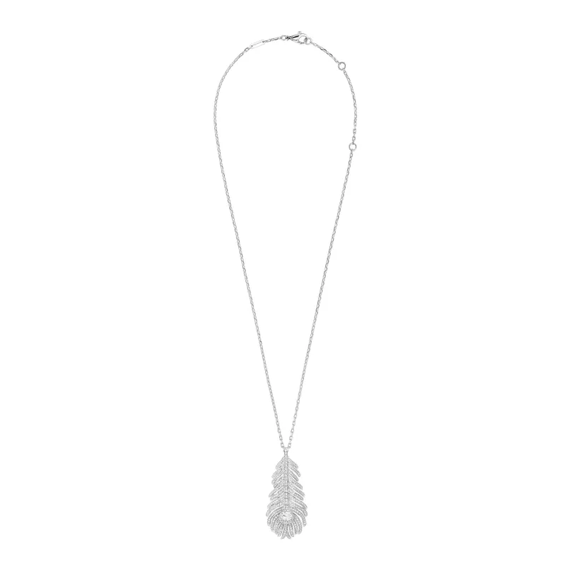 Plume De Paon Pendant, Medium Model (White Gold)