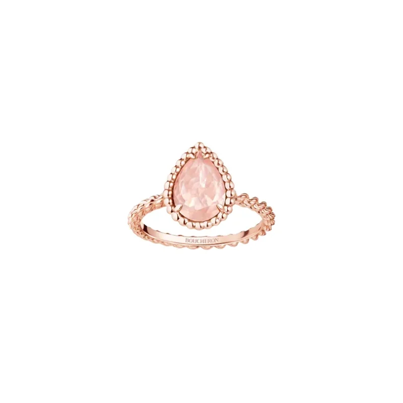 Serpent Bohème Pink Quartz Ring, S Motif (Rose Gold)