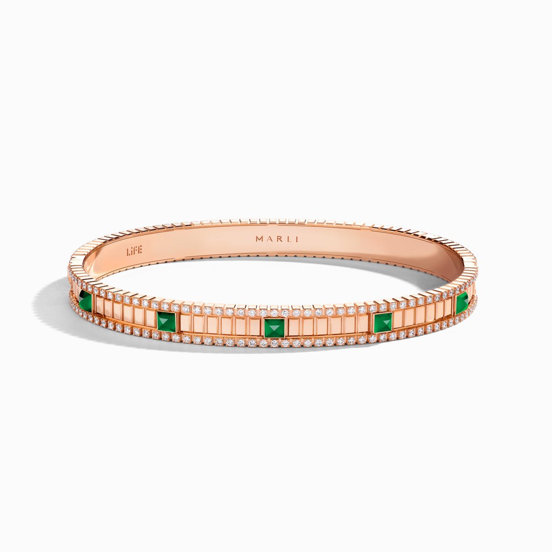 LIFE Diamond Hinged Bangle (Rose Gold)