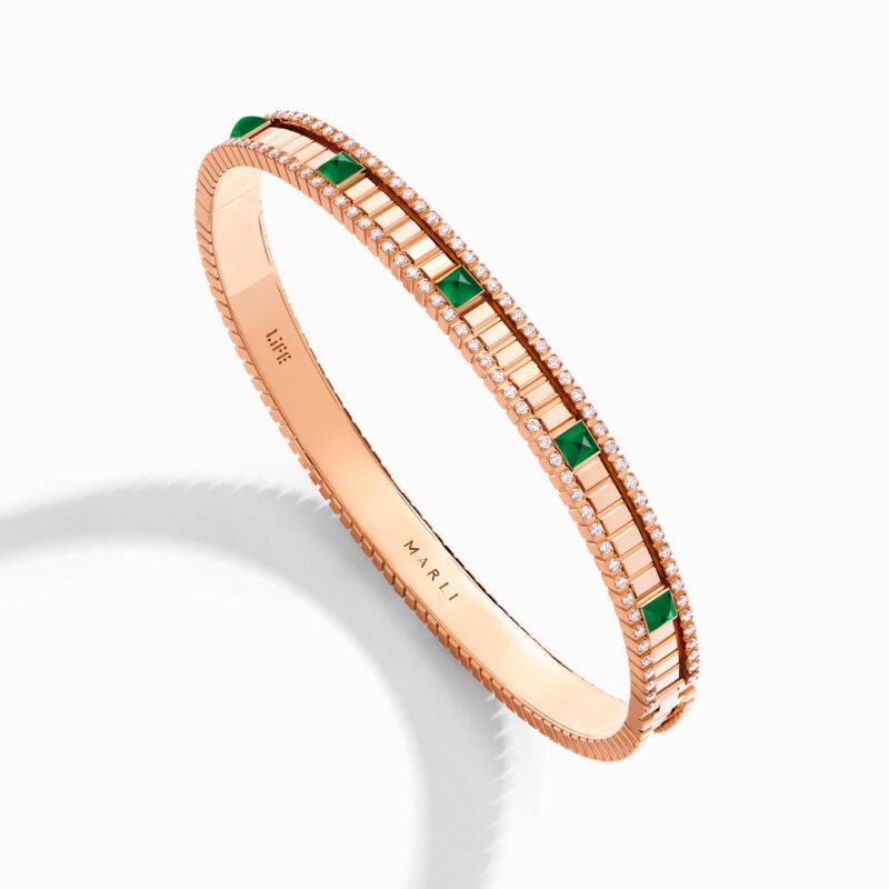 LIFE Diamond Hinged Bangle (Rose Gold)