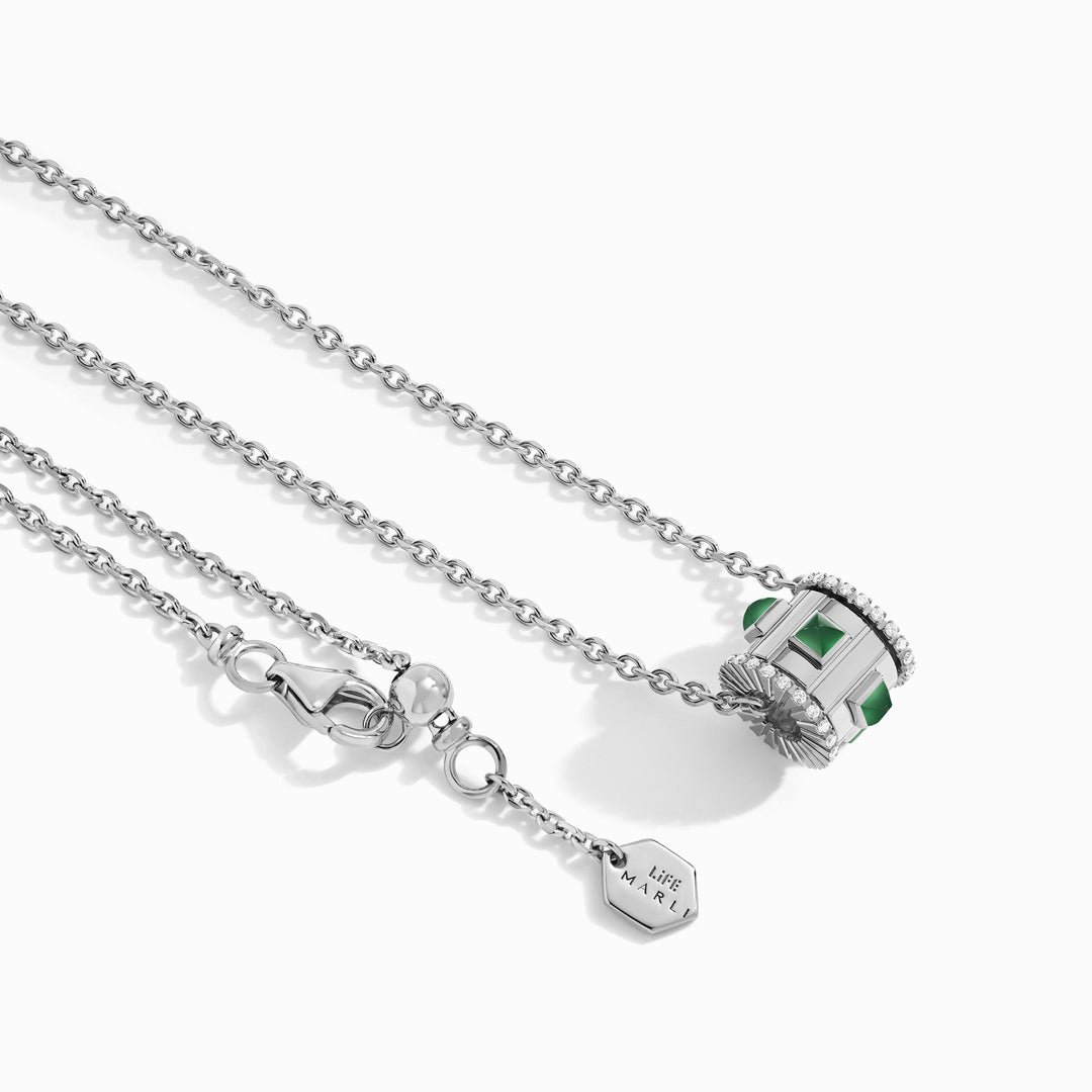 Life Diamond Spinning Pendant Necklace, White Gold