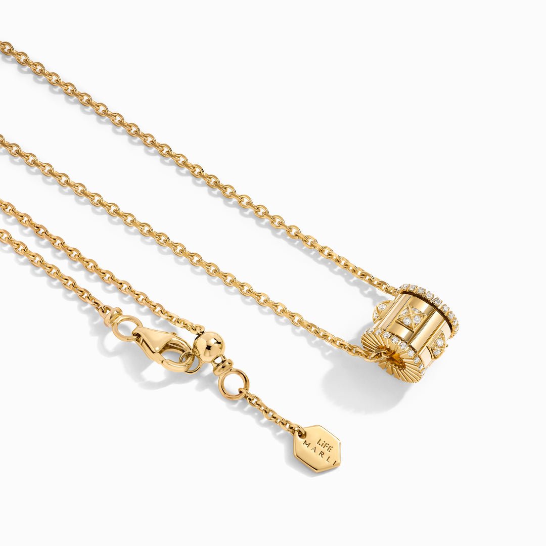 LIFE Full Diamond Spinning Pendant Necklace