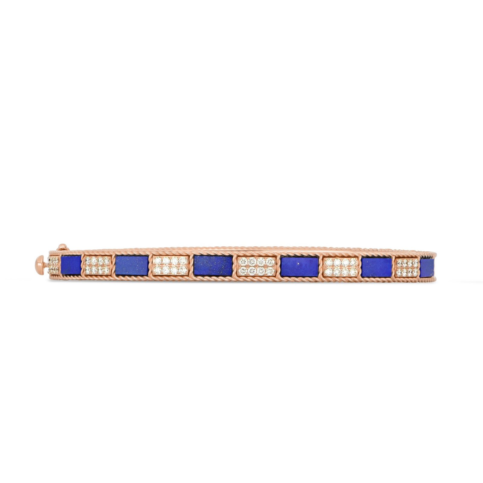 Art Deco Stone & Diamond Bangle (Rose Gold)