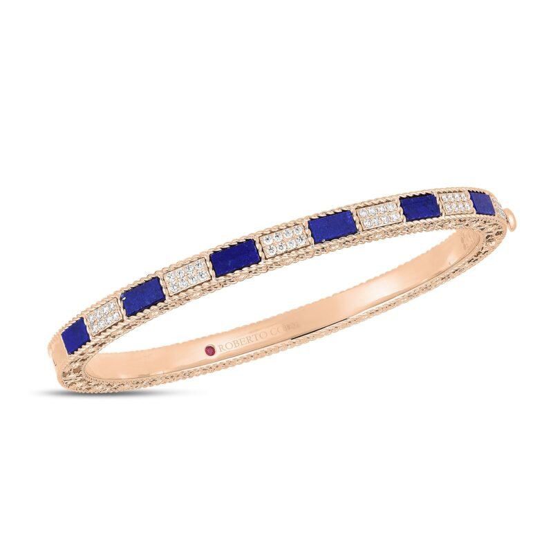 Art Deco Stone & Diamond Bangle (Rose Gold)
