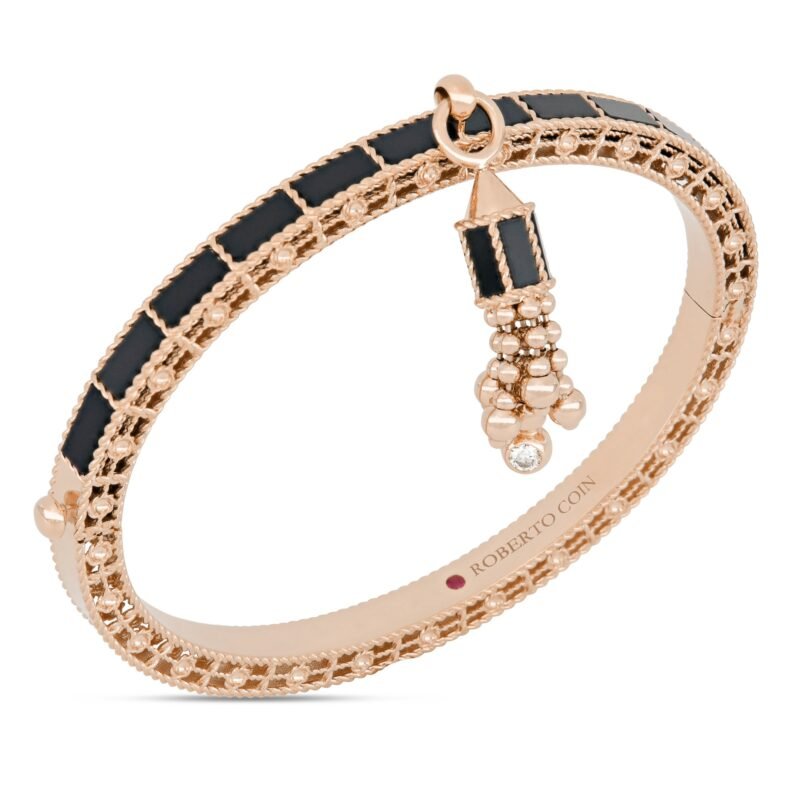 Art Deco Tassel Stone & Diamond Bangle (Rose Gold)